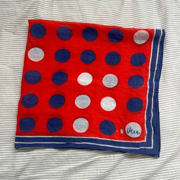 Accessories - Vintage Vera Neumann ladybug polka dot square scarf handkerchief